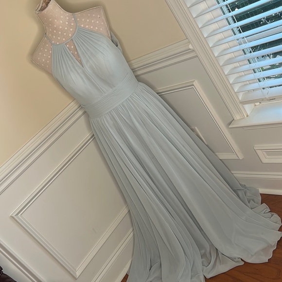 Azazie Light Blue Long BridesMade/Formal Dress Sz 8 - Picture 1 of 15